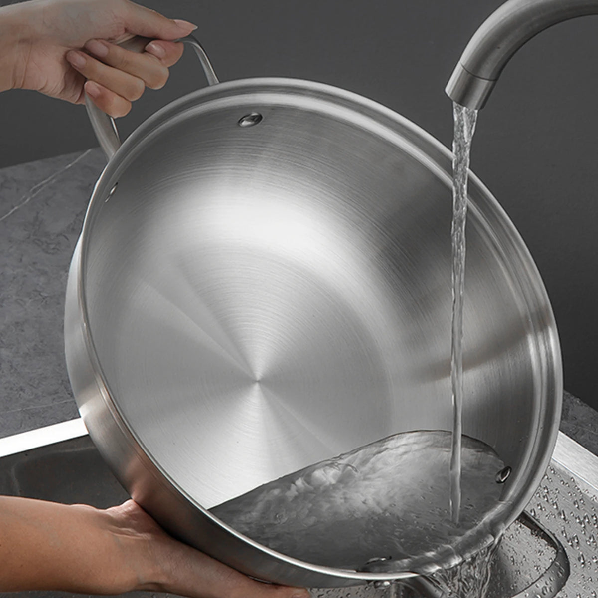Maxcook Hotpot à 3 couches en acier inoxydable 304 - 28 cm - Double poignée, compatible induction