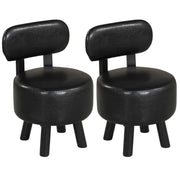 Pouf Coast avec dossier - pouf rembourré - simili cuir - noir - lot de 2