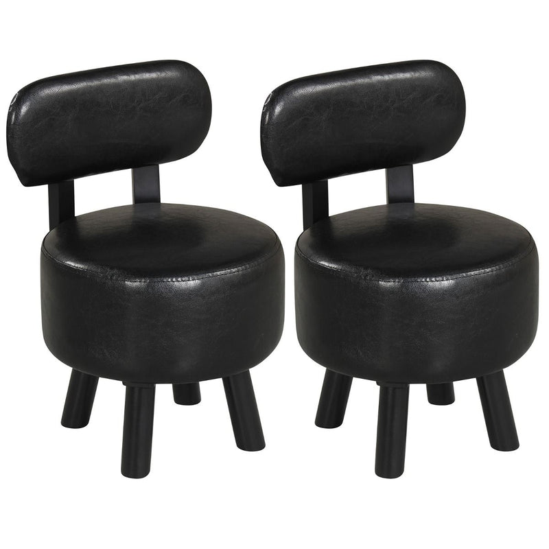 Pouf Coast avec dossier - pouf rembourré - simili cuir - noir - lot de 2