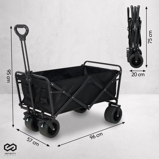 Infinity Goods Bolder Cart XL - pliable - capacité de charge de 180KG - roues pivotantes - 95 x 57 x 96 CM - réglable - noir