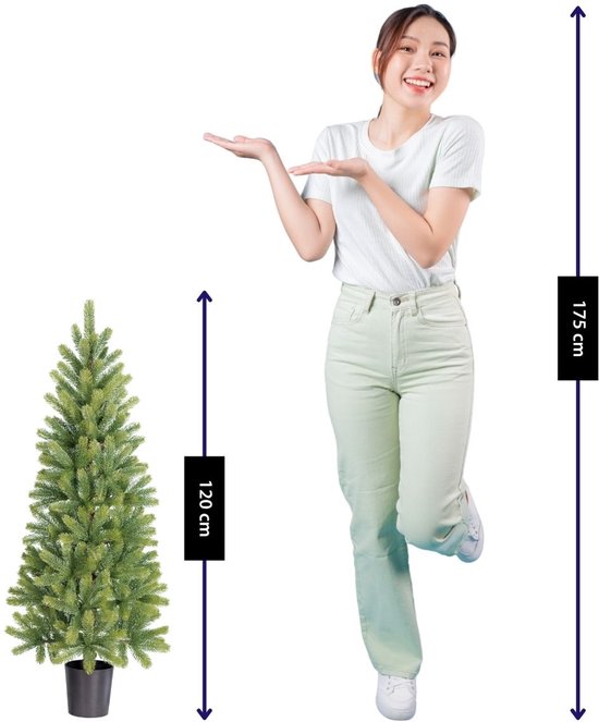 Black Box Trees Nagoya - Sapin de Noël artificiel H120 x Ø50 cm - Sapin d'intérieur - Sapin artificiel avec 212 brindilles de pin en PE - Modèle élancé Ø60 cm - Vert