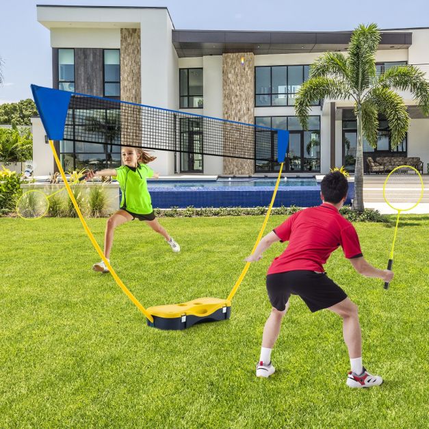 Coast Portable Badminton Set Yellow - 270 x 160 cm - avec filet, 2 raquettes, 2 volants et boîte de rangement - intérieur et extérieur