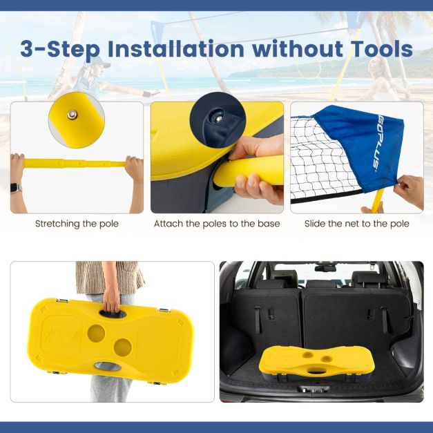 Coast Portable Badminton Set Yellow - 270 x 160 cm - avec filet, 2 raquettes, 2 volants et boîte de rangement - intérieur et extérieur