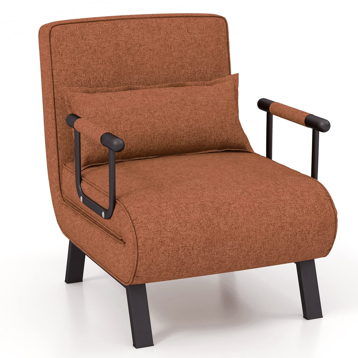 Coast Chaise longue Canapé - 4 en 1, 5 positions réglables, Max. 150 kg - L 184 cm - Lin/métal - Noir