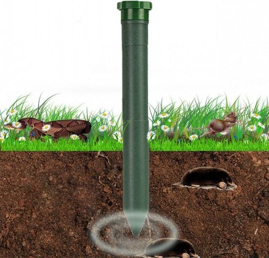 Perel exterminateur de taupes - ultrasons - vibrations - fonctionne sur piles (non fournies), ± 1000 m².