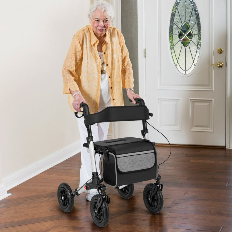 Coast 2-in-1 Rollator et fauteuil roulant de voyage Noir/Rouge/Argent - 62 x 82 x 81,5-97 cm - Pliable