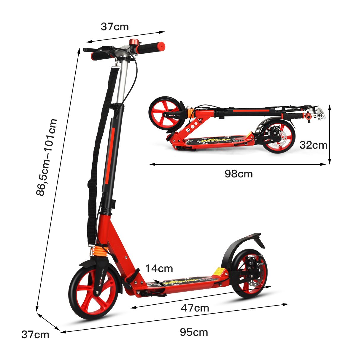 Trottinette pliable pour enfants Coast - guidon réglable - avec freins - alliage d'aluminium - argent