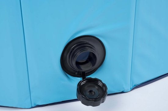Piscine pour chien - 120 x 30 CM - races de chiens moyennes - Baignoire pour chien pliable - fond antidérapant - avec valve de vidange - bleu