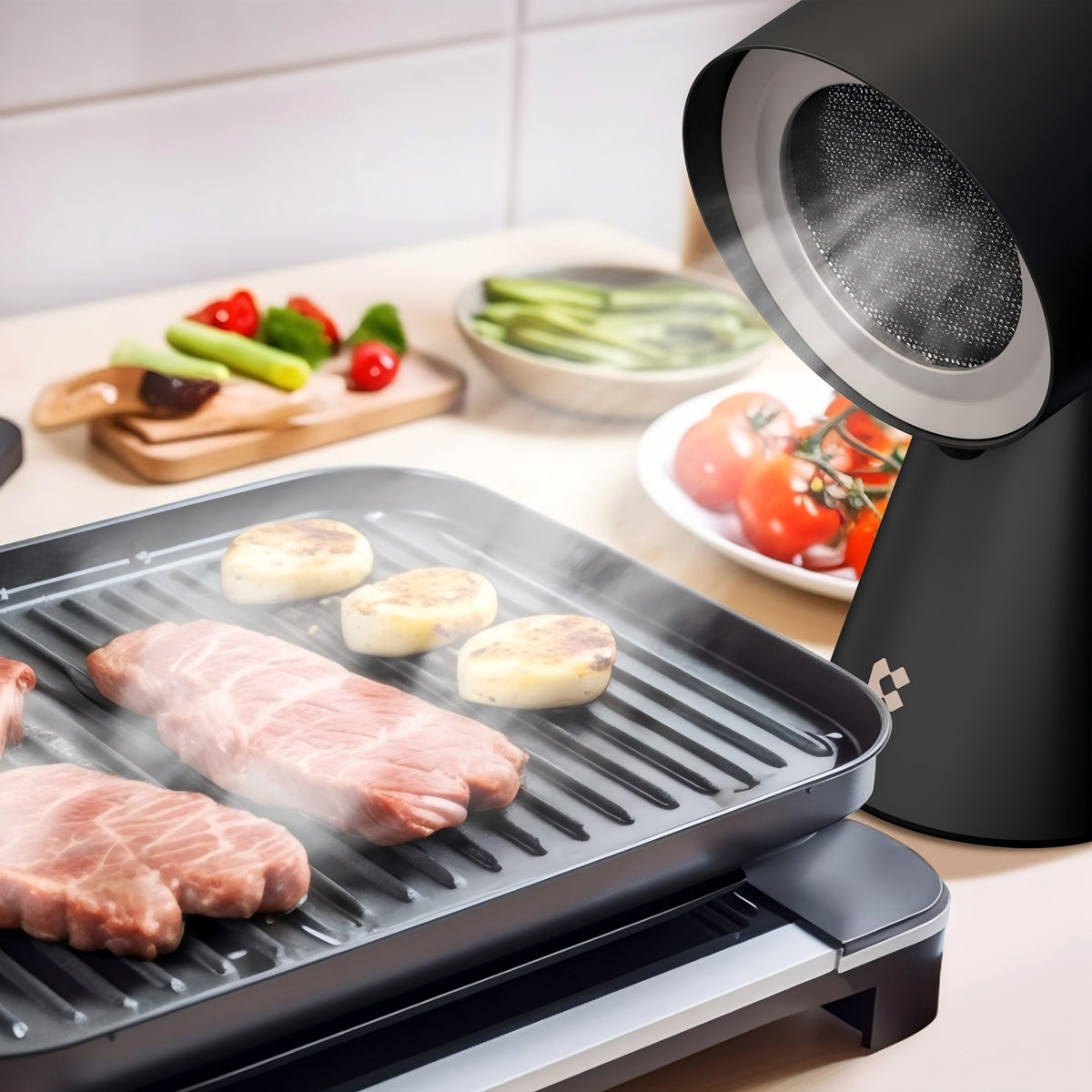 CIARRA CBPHB01 Hotte aspirante de table portable - Noire - 2 vitesses - Système de filtration multicouche - Éclairage LED