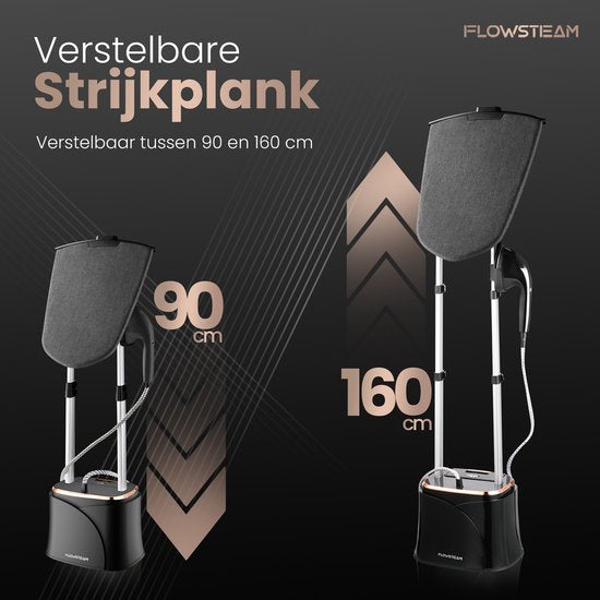 FLOWSTEAM® PRO Défroisseur à linge - Défroisseur à main - Nettoyeur vapeur - Défroisseur à linge - 150 minutes de vapeur - Cordon de 2,5 m - Noir
