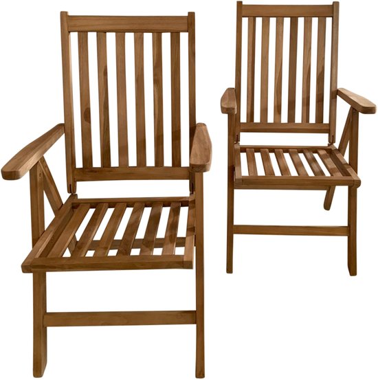 Chaises de jardin réglables AXI Nuria en teck – Chaises de jardin pliantes en bois – 5 positions – Lot de 2 – 100 % teck – Capacité de charge de 180 kg – Jardin, terrasse ou balcon