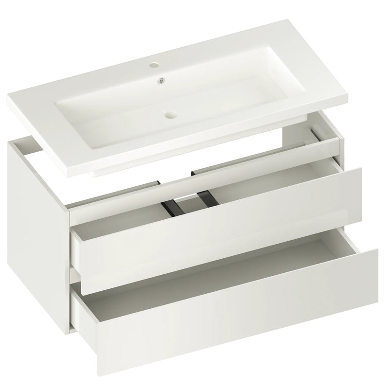 Lavabo Mirlux Sena - 100 cm - blanc brillant - pierre artificielle
