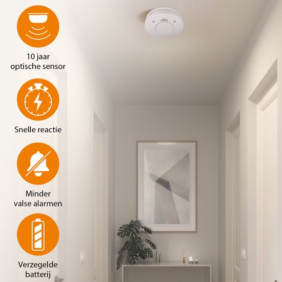 Détecteur de fumée Smartwares RM520 – Détecteur d'incendie – Pile d'une durée de vie de 10 ans – Bouton de test – 85 dB