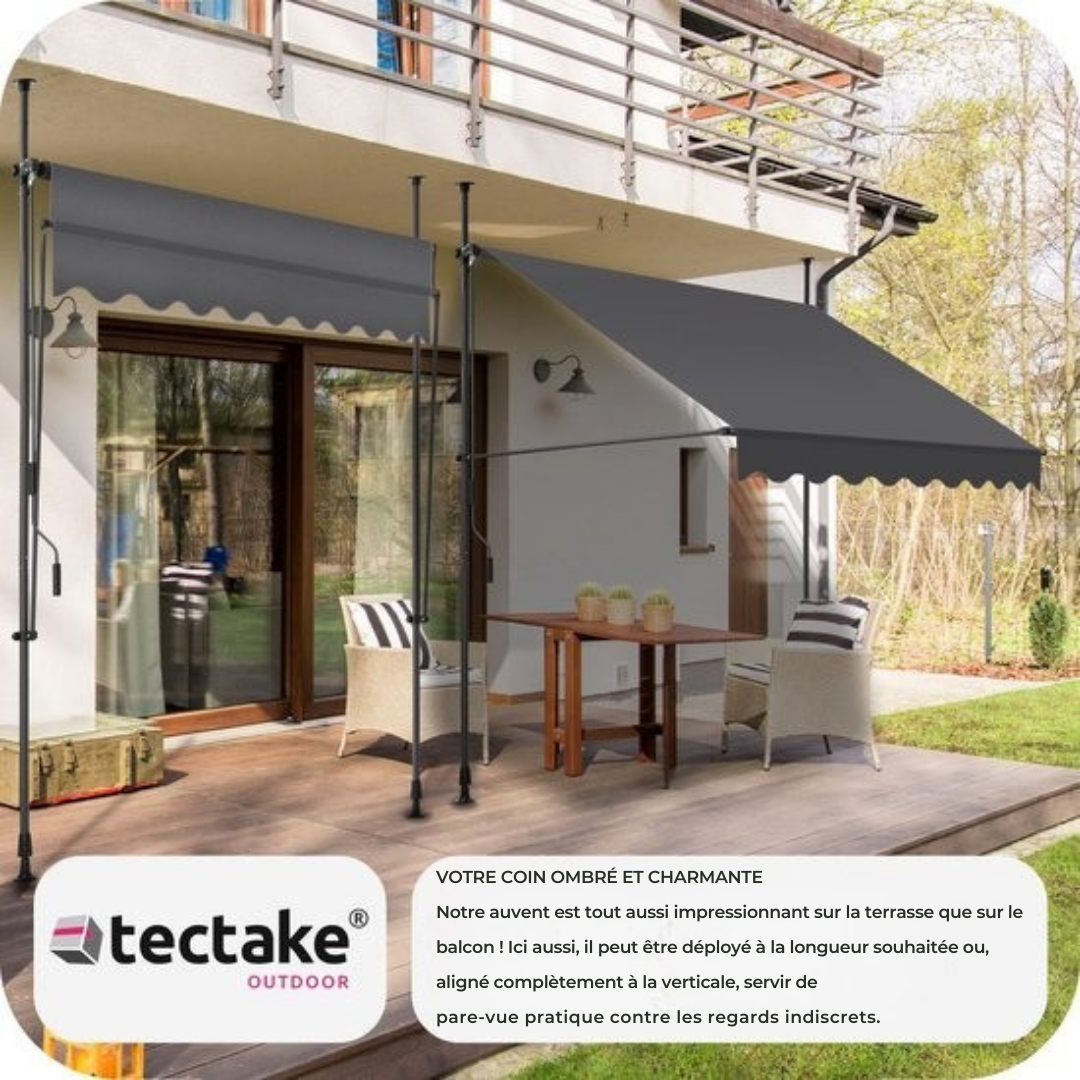Store à pinces, Tectake, store réglable, 200 x 180 cm, noir gris, 404959