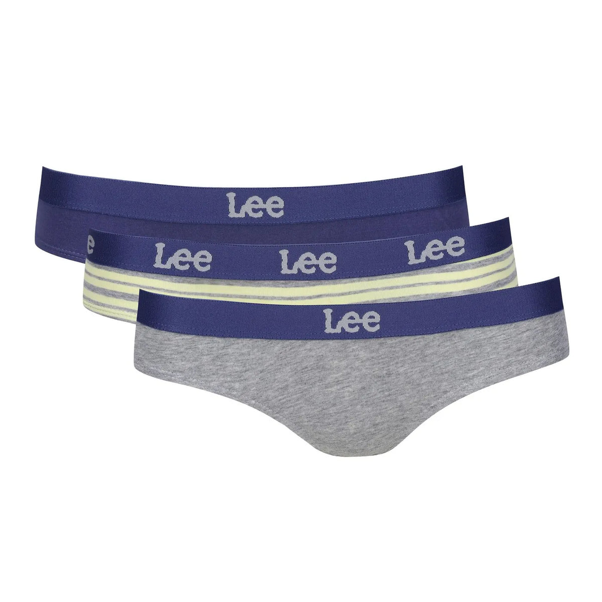 Slips Lee LILIOP-DRAMA - 95 % coton - extensibles - rayures bleues et jaunes et gris chiné - taille S