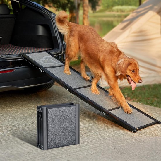 Jake and Jacky Dog Walkway for Car - Marchepied pliable pour chien - Marchepied antidérapant pour chien - pliable - réfléchissant - 170x50 cm - Poids jusqu'à 70 kg