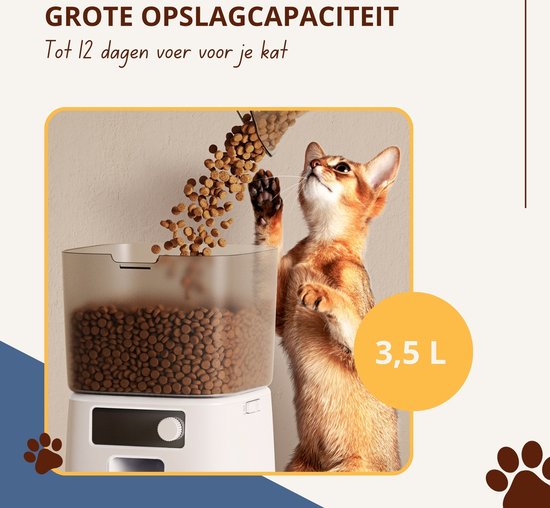 Mangeoire intelligente Oneisall PFD-001 Pro CW15010 - Connexion Wi-Fi - Mangeoire automatique - Sans fil - Blanche - Distributeur automatique de nourriture - Chats et chiens - Croquettes - Contrôle précis des portions - Réservoir de 3,5 L - Avec applicati