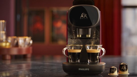 Machine à café Philips L'OR Barista Sublime LM9012/50 - Compatible avec les capsules - Machine à café à capsules avec 9 capsules Espresso et Barista - Noir et rouge