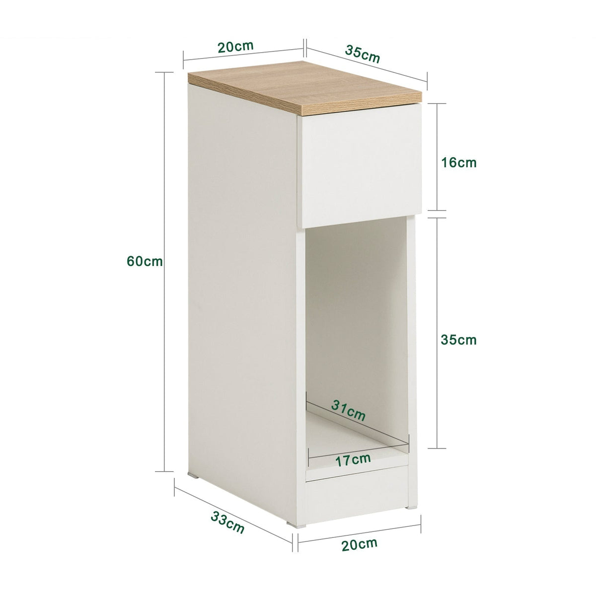 Table de chevet - SoBuy - 1 tiroir + espace ouvert - 20x35x60 - Blanc