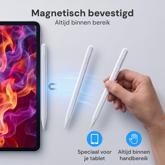 Stylet Nuvance - Compatible avec l'iPad d'Apple 2018-2026 - Stylet pour écran tactile - 6 pointes incluses - Pencil