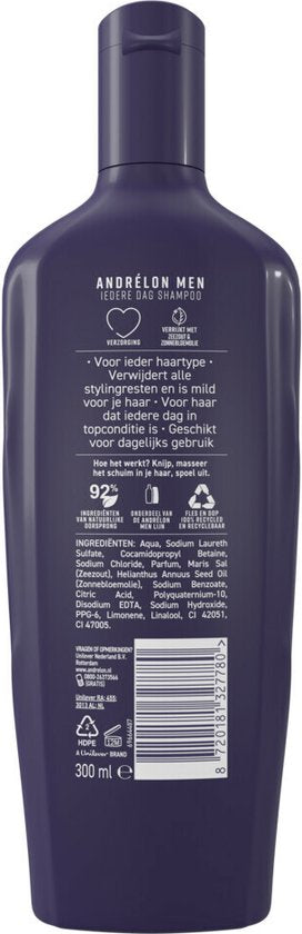 Shampoing Andrélon Men « Tous les jours » - 6 x 300 ml - Lot économique