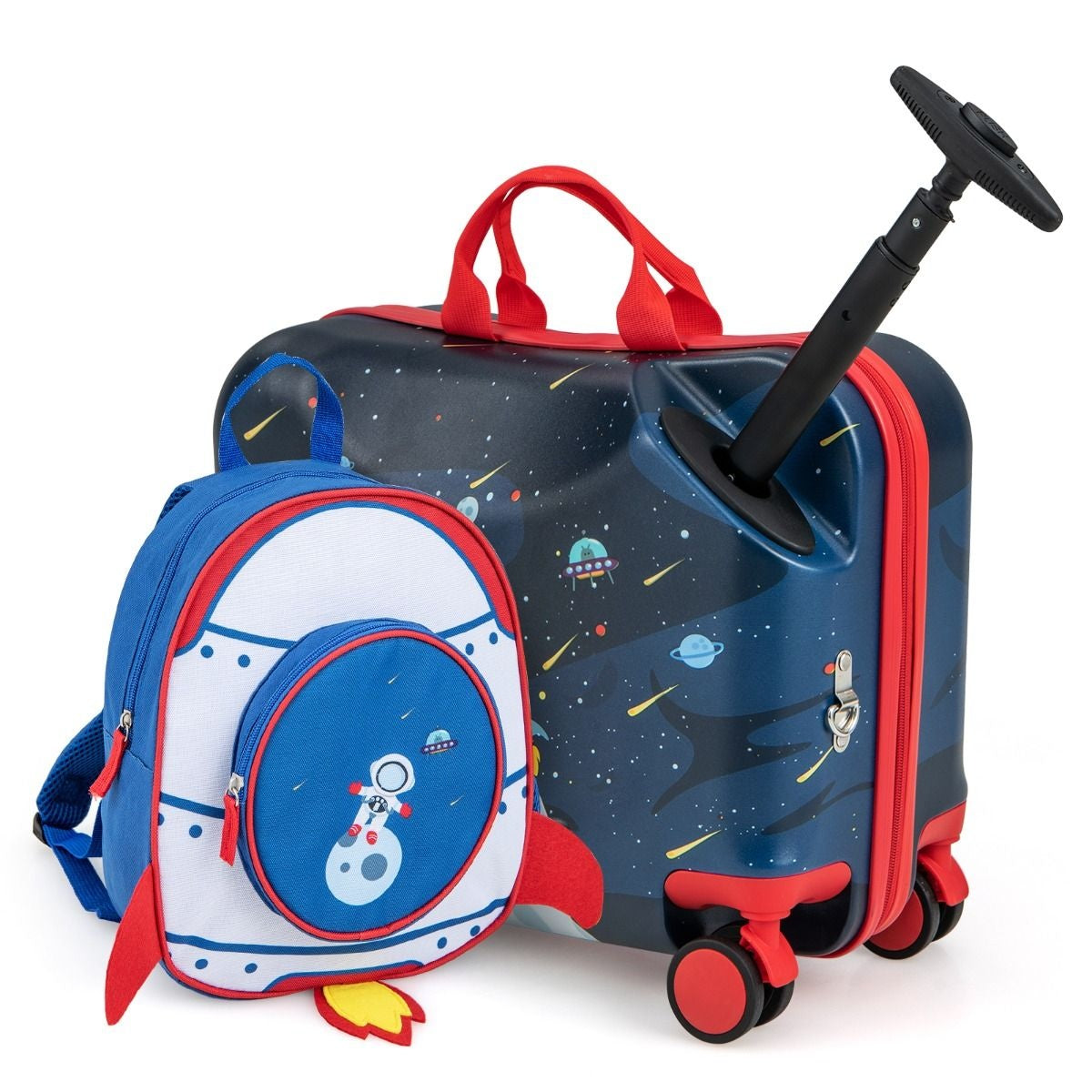Valise et sac à dos de voyage pour enfants Coast - thème de l'espace - noir/bleu