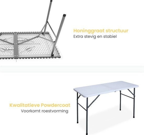 Goliving  - Table pliante d'extérieur résistante - 122 x 60 x 74 cm - Blanc