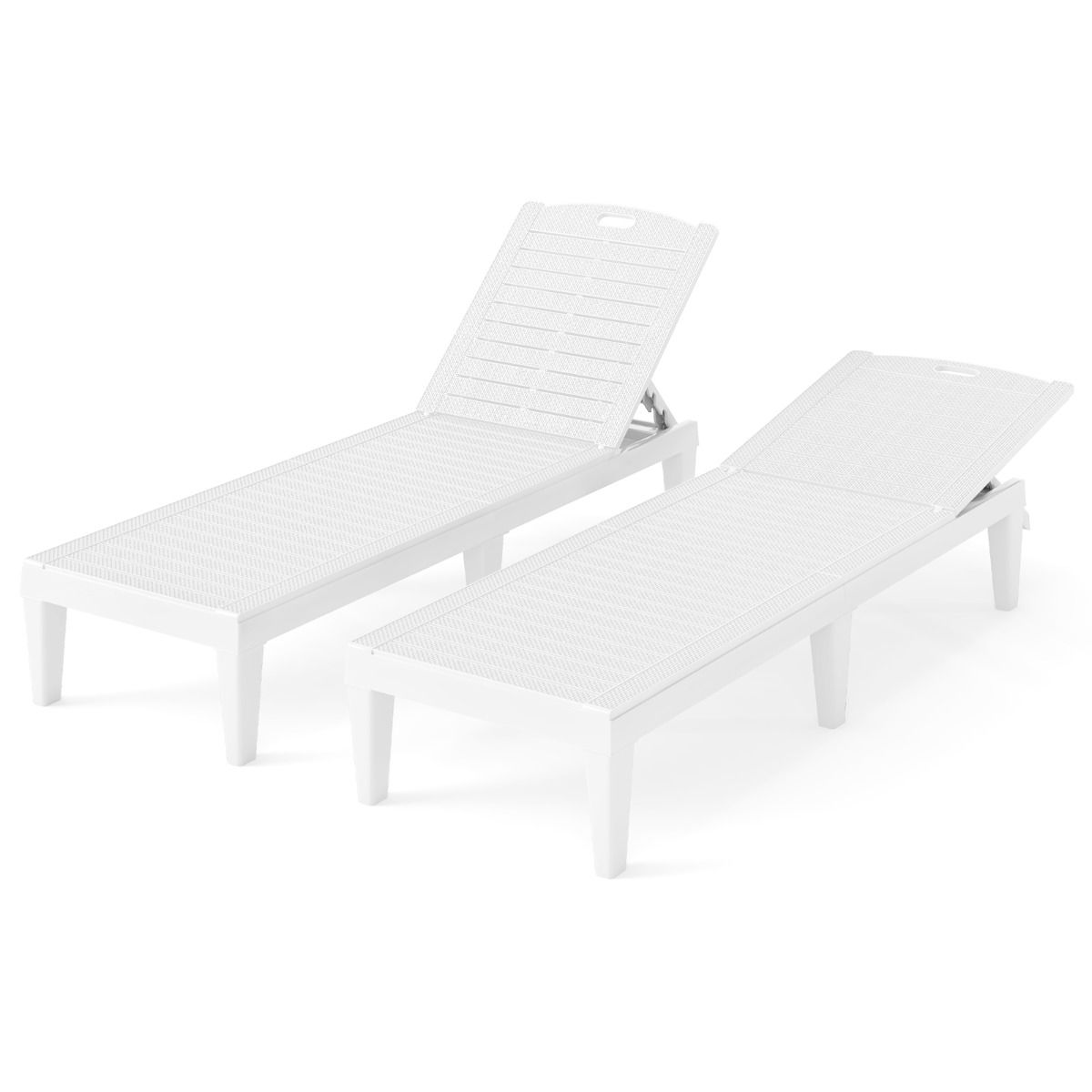 Ensemble de 2 chaises longues Coast - dossier réglable - plastique résistant aux intempéries - blanc