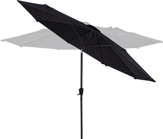 VONROC Premium Parasol à manche Recanati Ø300cm - Housse de protection incluse - Parasol rond - Inclinable - Toile résistante aux UV - Noir