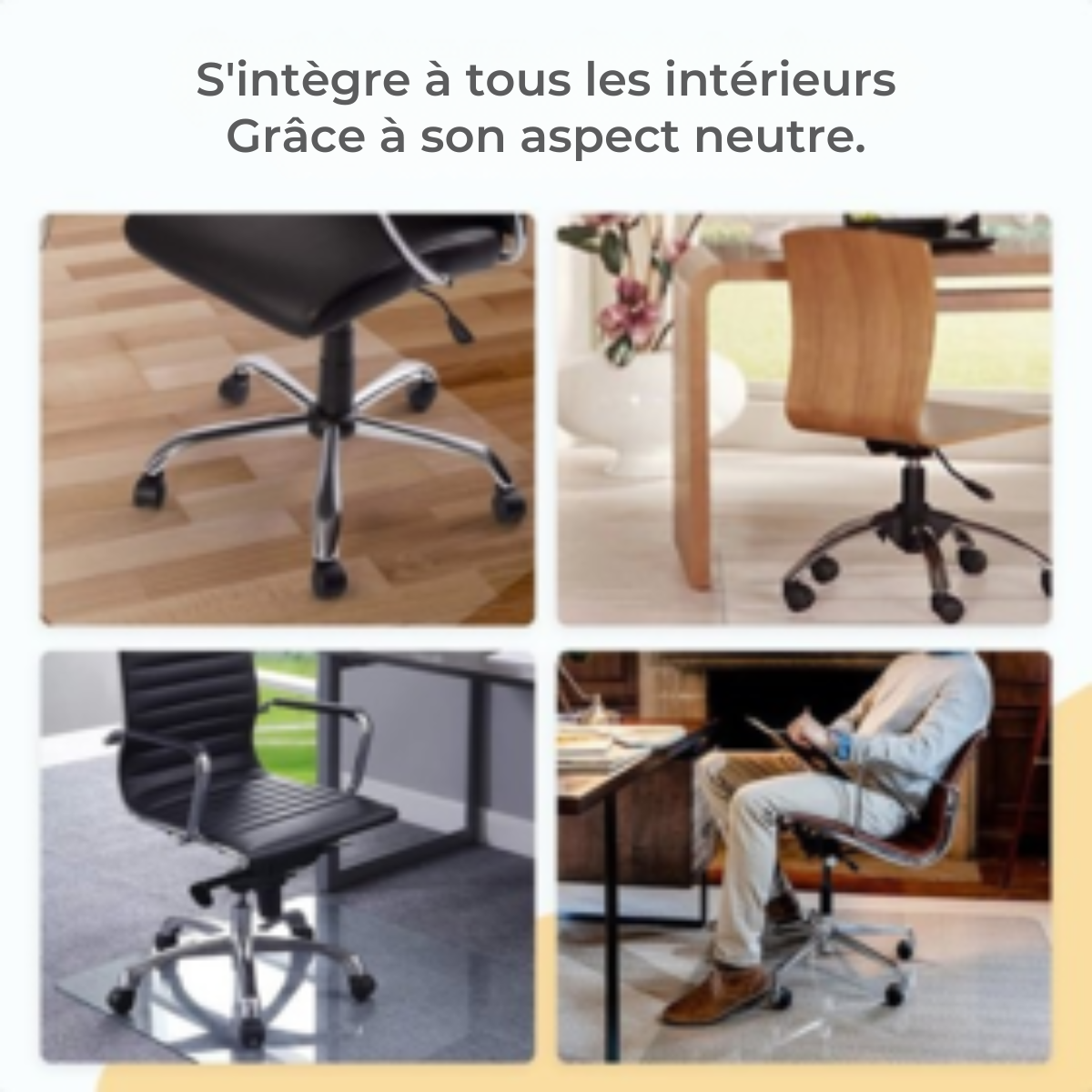 Protecteur de sol pour chaise de bureau - Goliving - Tapis de protection de bureau - PVC - Antibruit - Pour sols durs - 120 x 150 cm - Transparent
