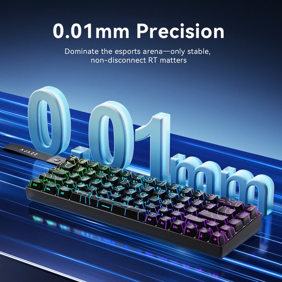 Ajazz AK680 V2 HE - Clavier gaming filaire à 65 % - Touches magnétiques - Effet Hall - Rapid Trigger - QWERTY - Contour noir