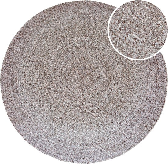 Tapis d'extérieur AXI Corfu – Rond – Ø 120 cm – Marron – Tapis d'extérieur – Résistant aux intempéries et aux UV – Tissage plat – Tapis de jardin – Pour l'intérieur et l'extérieur – Tissé à la main