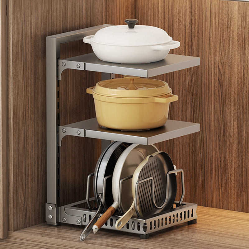 Étagère de rangement MAXCOOK à 3 niveaux en acier au carbone pour casseroles et poêles, réglable, pour placard de cuisine, 23 × 28 × 43 cm