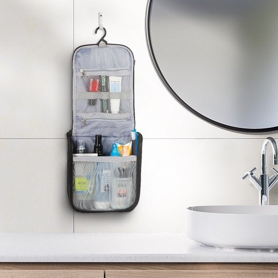 TRVLMORE Trousse de toilette voyage - trousse de maquillage - Suspension avec crochet - Unisexe - Noir