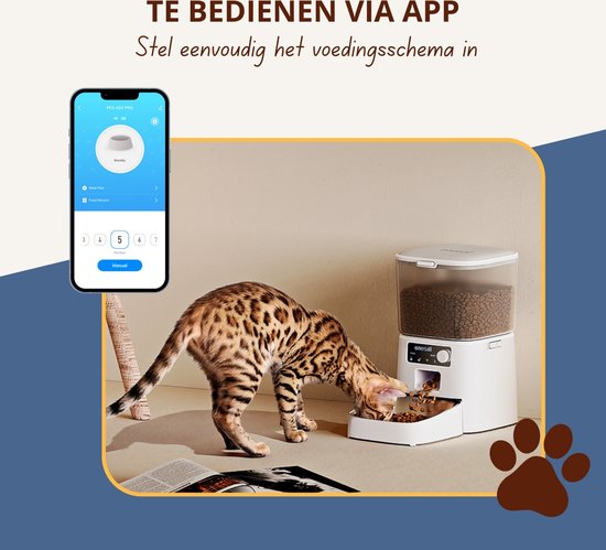 Mangeoire intelligente Oneisall PFD-001 Pro CW15010 - Connexion Wi-Fi - Mangeoire automatique - Sans fil - Blanche - Distributeur automatique de nourriture - Chats et chiens - Croquettes - Contrôle précis des portions - Réservoir de 3,5 L - Avec applicati