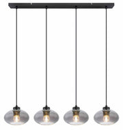 Globo - lampe suspendue - Shaun - noir - verre fumé - grande lampe de table de salle à manger - E27 - 15572-4H