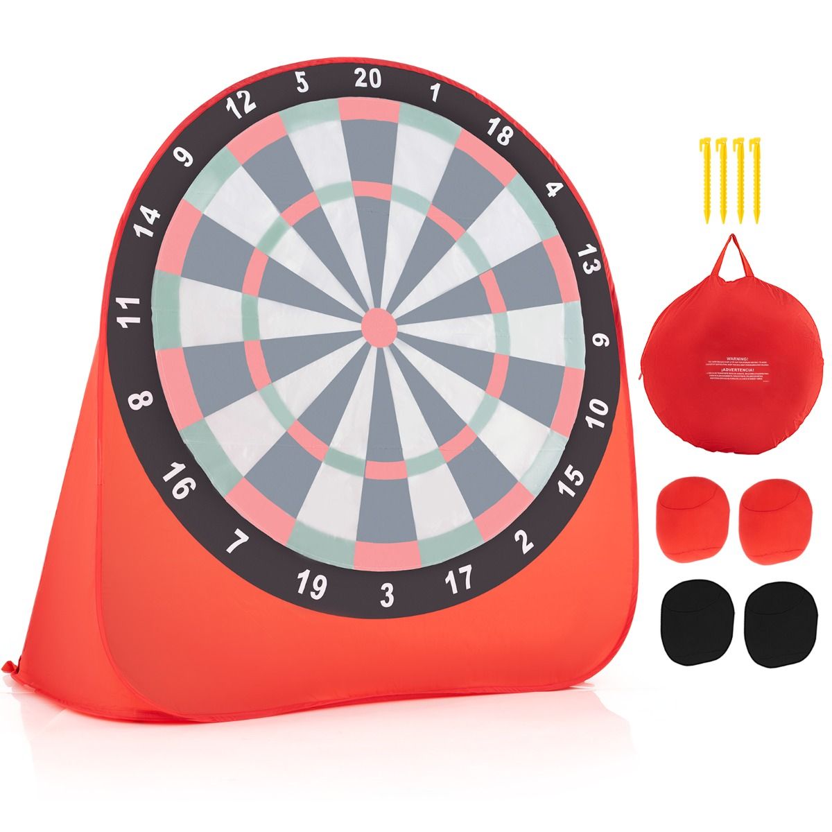 Jeu de cibles Coast « Groot Balgooi » - Pliable - Avec 4 balles adhésives et un sac de transport - Noir et bleu - 145 x 132 x 162 cm