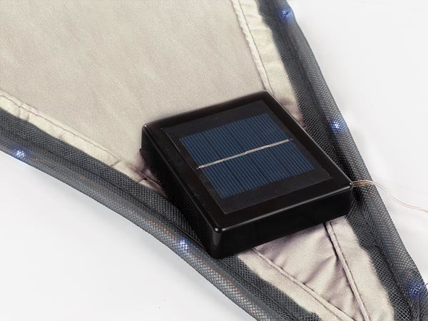 Perel Schaduwdoek met 107 leds, waterafstotend, 3.6 x 3.6 x 3.6 m, 160 g/m², IP44, zonne-energie, polyester, driehoek, taupe