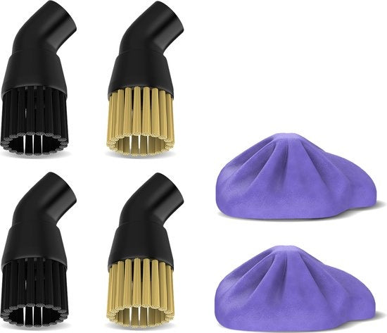 Kit de brosses Motionflow - pour nettoyeur vapeur MF-ST-002 - Brosse en nylon et métal - Chiffon de nettoyage