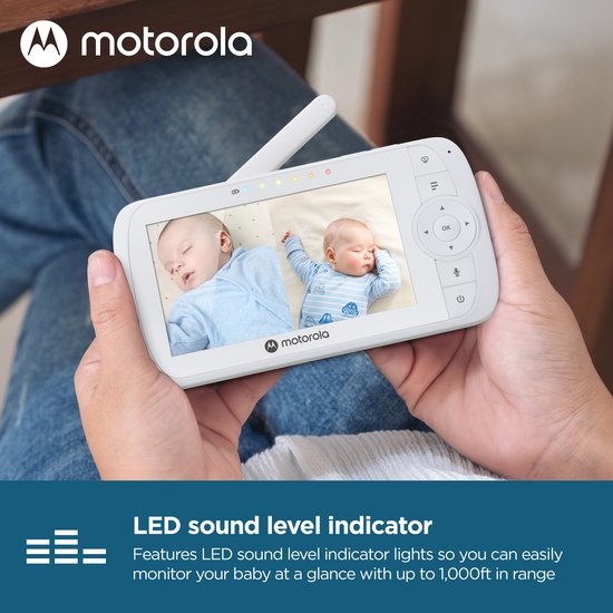 Motorola Nursery VM35-2 - Babyphone avec écran divisé de 5 pouces et 2 caméras - Vision nocturne - Microphone intégré