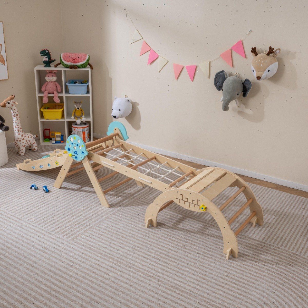 Structure d'escalade Coast Montessori - Structure de jeu 9 en 1 - pliable - Naturel