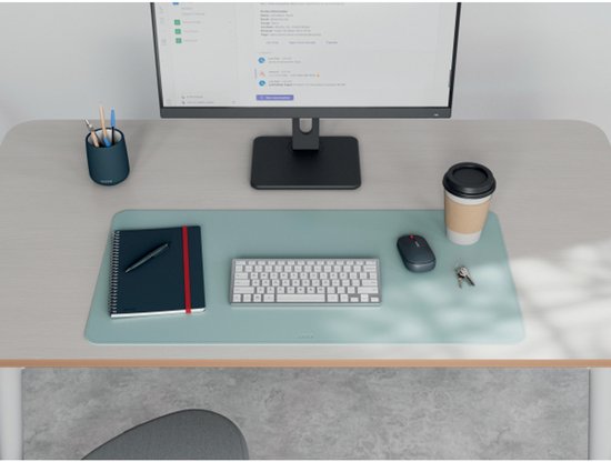 Grand tapis de bureau Leitz 80 × 40 cm – Antidérapant – Tapis de bureau – Imperméable – Pour clavier et souris – Menthe
