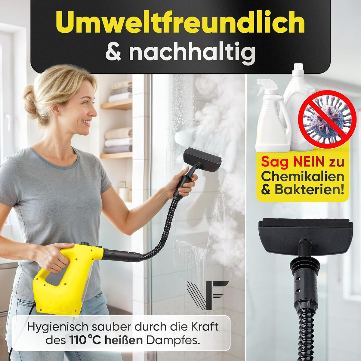 Nettoyeur vapeur à main Neighbour's Friend - 450 ml - 135 °C - À commande manuelle - Électrique avec cordon d'alimentation