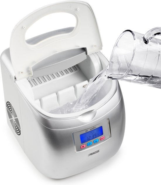 Machine à glaçons Princess 283069 - Machine à glaçons - 2,8 litres - Argent - 120 W - 9 glaçons en 6 minutes - Fonction d'auto-nettoyage - Avec cuillère à glace - Machine à glaçons - Machine à glaçons