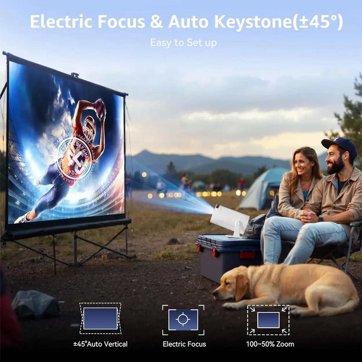 Mini-projecteur portable XBJ - Wi-Fi 6 - Bluetooth 5.2 - Blanc