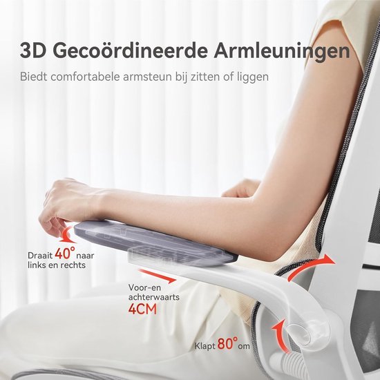 Sihoo M59AS : chaise de bureau ergonomique - Accoudoirs réglables en 3D et rabattables à 90° - Double dossier avec soutien lombaire adaptatif - Coussin d'assise en forme de selle - Maille de haute qualité - Certifié BIFMA/SGS - Jusqu'à 150 kg - 43,5 x 50,
