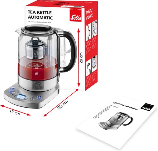Solis Tea Kettle Automatic 5518 - Bouilloire électrique avec réglage de la température - Bouilloire à thé - Argent