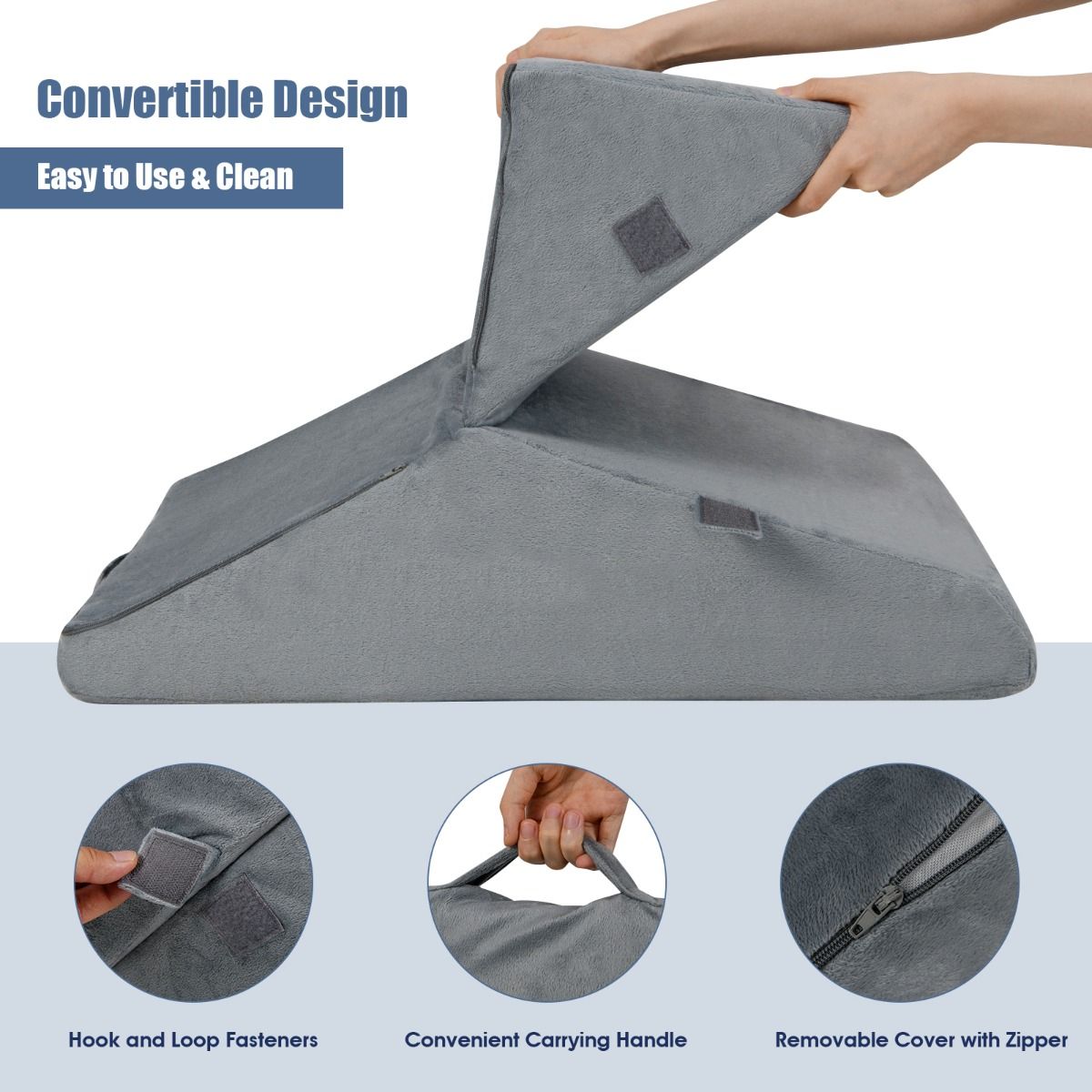 Oreiller Coast Bedwig - Réglable - Mousse à mémoire de forme et mousse - Gris - 55 x 52 x 33 cm