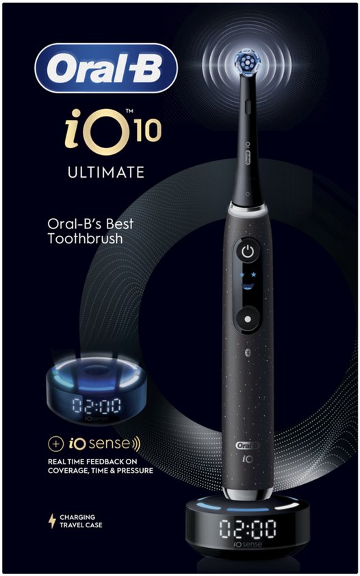 Brosse à dents électrique Oral-B iO 10 - Noir - avec étui de chargement et porte-brosse de rechange