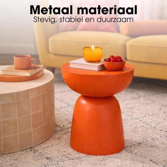 Mica Decorations Elliot Table basse - Table de chevet pour chambre ou salon - Table d'appoint en fer pour fleurs, plantes et décoration - H45 x Ø32 cm - Orange